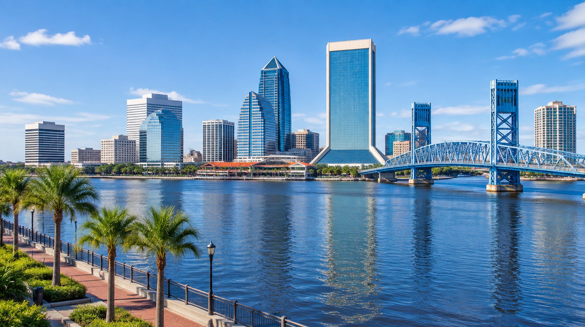 The downtown Jacksonville, Florida skyline across the St. Johns River
